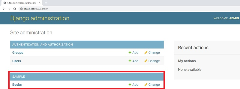 Django Admin - Register Books Model. 
